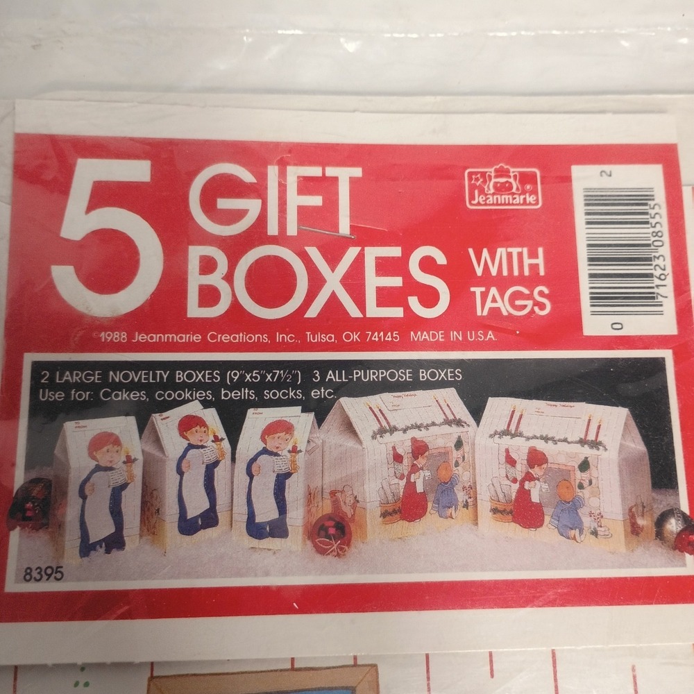 NOS 1988 VTG Jeanmarie Creations Christmas Gift Box Set of 5 Boxes 2 Sizes - Picture 2 of 8